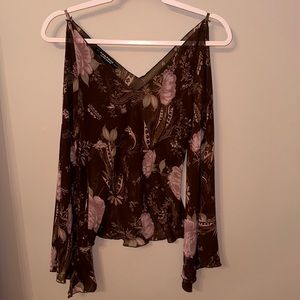 Rampage Juniors Floral Sheer Top